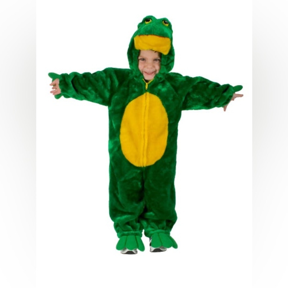 Vintage Frog Toddler Halloween Costume Chrisha Playful Plush Sz 2-4T Head Hood - Picture 2 of 16